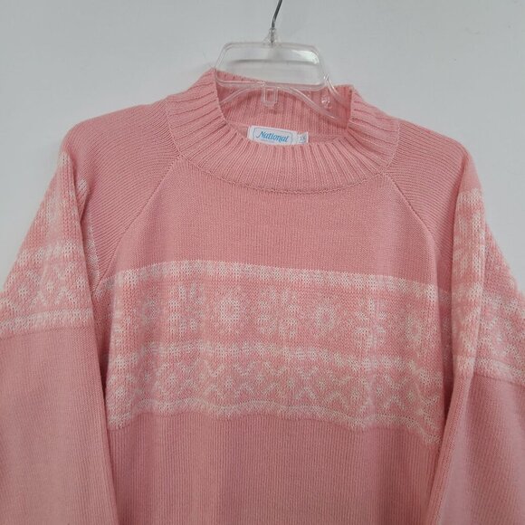 National Women's Long Sleeve Mock Neck Knit Pullover Sweater Pink Size 3X - Picture 3 of 7
